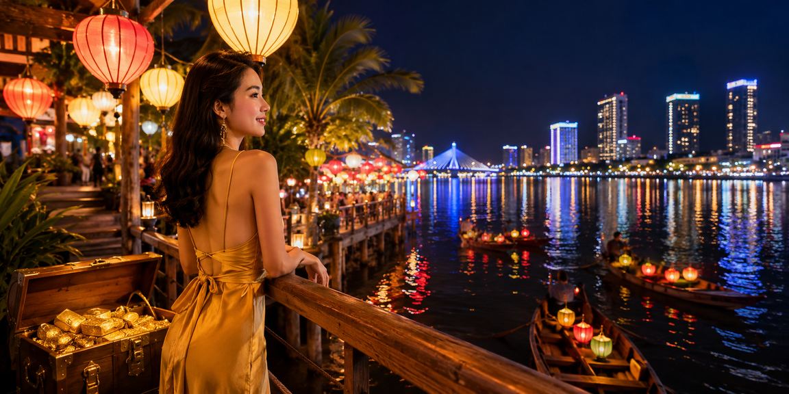 Quầy xổ số tại chợ đêm Đà Nẵng, người chơi tra cứu kết quả và ưu đãi trên điện thoại