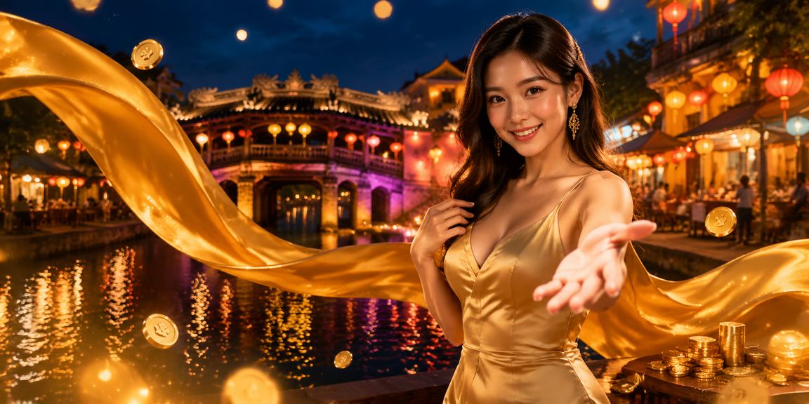 Khung cảnh chợ đêm Hội An lung linh đèn lồng, người chơi xem ưu đãi VIP trên điện thoại