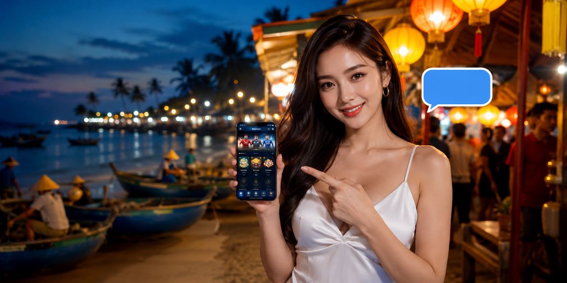 Người chơi truy cập khuyến mãi casino trên điện thoại tại chợ đêm Mũi Né