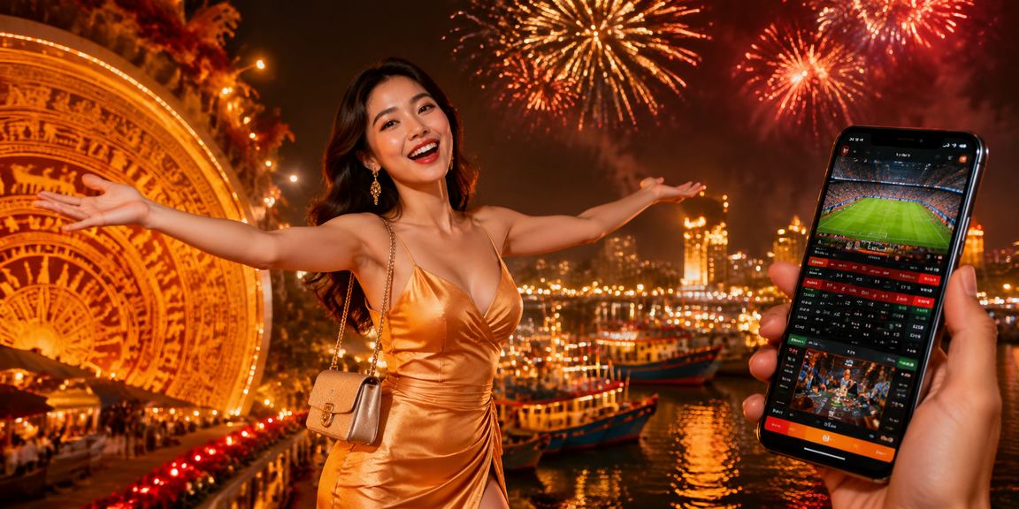 Người dùng chơi casino trên điện thoại tại chợ đêm Vũng Tàu bên ánh đèn lung linh